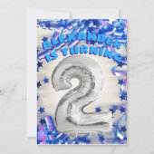Tweede verjaardag Zilver en Blauwe Leeftijd 2 Jong Kaart (Voorkant)