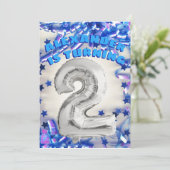 Tweede verjaardag Zilver en Blauwe Leeftijd 2 Jong Kaart (Staand voorkant)