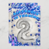 Tweede verjaardag Zilver en Blauwe Leeftijd 2 Jong Kaart (Voorkant / Achterkant)