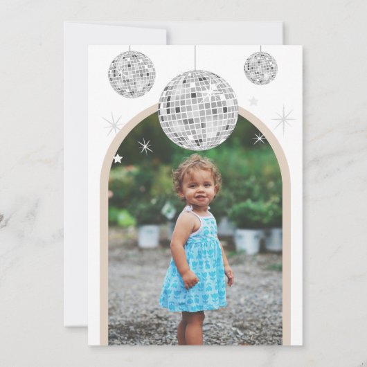 Tweede verjaardag Zilveren Retro Disco Glitter boo Kaart (Achterkant)