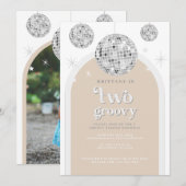 Tweede verjaardag Zilveren Retro Disco Glitter boo Kaart (Voorkant / Achterkant)