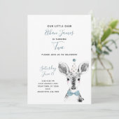 Tweede verjaardag zwart-wit blauw-kind kaart (Staand voorkant)