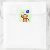 tweede verjaardagsaap: voeg de naam blauw toe vierkante sticker (Tas)