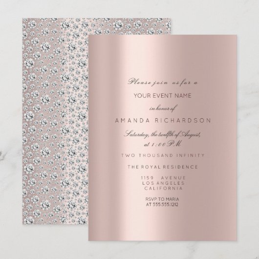 Tweede verjaardagsbruidsroos pastel roze roos diam kaart (Voorkant / Achterkant)