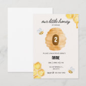 Tweede verjaardagsfeestje, kleine honingbij kaart (Voorkant / Achterkant)
