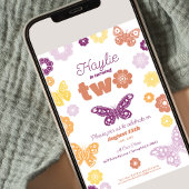 Tweede verjaardagsfeestje Retro Butterfly Verjaard Kaart