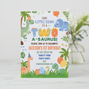Tweede verjaardagsfeestje uitnodiging Dinosaurus