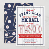 Tweede verjaardagsuitnodiging honkbal kaart (Voorkant / Achterkant)