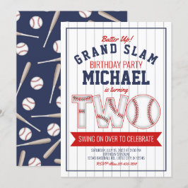 Tweede verjaardagsuitnodiging honkbal kaart