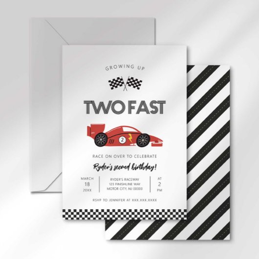 Tweede verjaardagsuitnodiging 'Two Fast' Kaart
