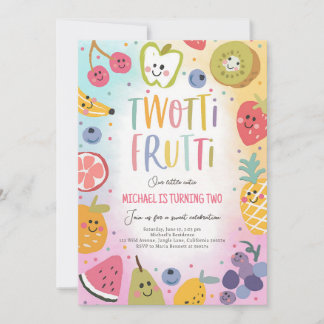 Tweede verjaardagsuitnodiging Twotti Frutti Tropis Kaart