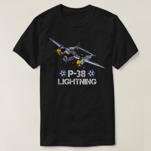 Tweede Wereldoorlog Amerikaanse P-38 bliksemvechte T-shirt