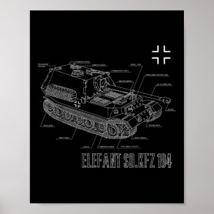 Tweede Wereldoorlog: anti-tank oestroyer olifant b Poster