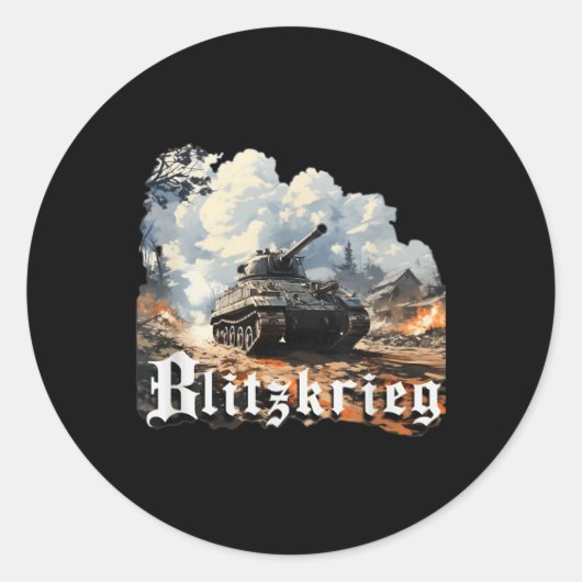 Tweede Wereldoorlog Blitzkrieg Ronde Sticker (Voorkant)