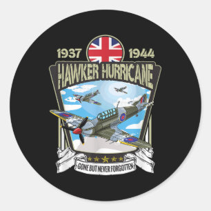Tweede Wereldoorlog Brits Vliegtuig Hawker Hurrica Ronde Sticker
