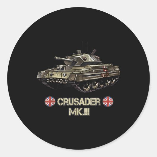 Tweede Wereldoorlog Britse Leger Tank Crusader Mk. Ronde Sticker (Voorkant)