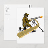 Tweede Wereldoorlog Britse soldaat met machinepist Briefkaart (Voorkant / Achterkant)