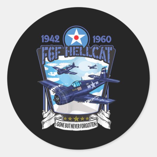 Tweede Wereldoorlog F6F Hellcat gevechtsvliegtuig Ronde Sticker (Voorkant)