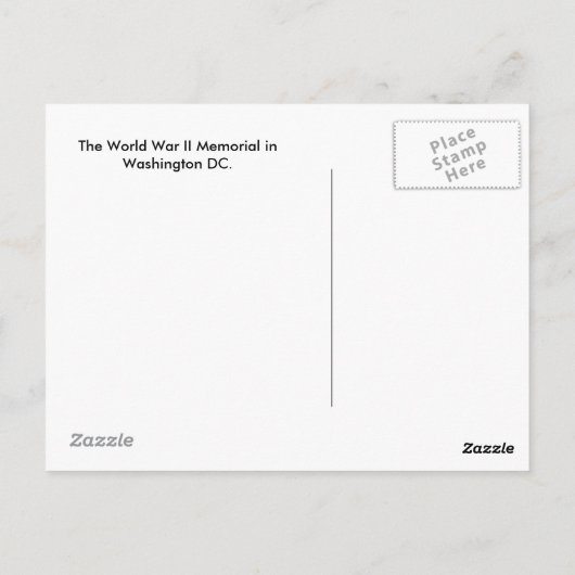 Tweede Wereldoorlog Memorial Briefkaart (Achterkant)
