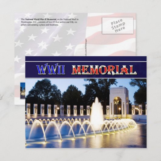 Tweede Wereldoorlog Memorial in Washington, DC 's Briefkaart (Voorkant / Achterkant)