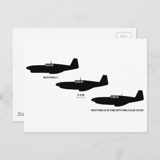 Tweede Wereldoorlog Noord-Amerikaanse P-51 Mustan Briefkaart (Voorkant / Achterkant)