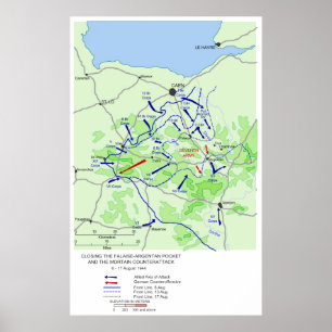 Tweede Wereldoorlog Slag bij de Falaise Pocket Map Poster