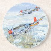 Tweede Wereldoorlog Tuskegee Airman P-51 Mustang Zandsteen Onderzetter (Voorkant)