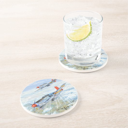 Tweede Wereldoorlog Tuskegee Airman P-51 Mustang Zandsteen Onderzetter (Zijkant)