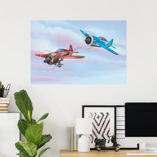 Tweede Wereldoorlog Vliegtuig Poster (Thuiskantoor)