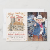 Tweede Westerne Cowboy Verjaardagsfoto Kaart (Voorkant)