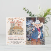 Tweede Westerne Cowboy Verjaardagsfoto Kaart (Staand voorkant)