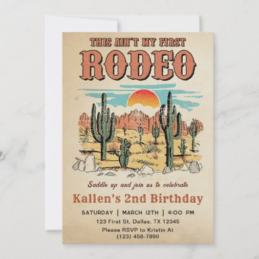 Tweede Westerne Rodeo Cowboy 2e verjaardag Kaart (Voorkant)