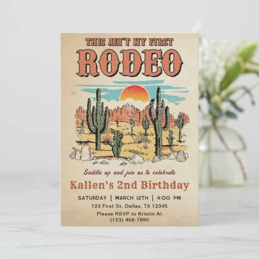 Tweede Westerne Rodeo Cowboy 2e verjaardag Kaart (Staand voorkant)