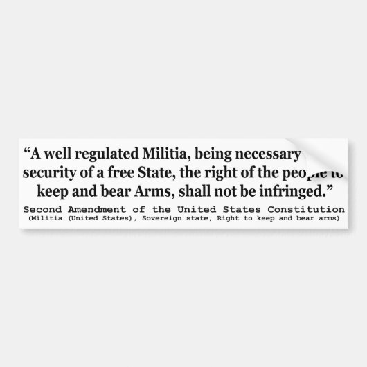 Tweede wijziging van de grondwet van de Verenigde  Bumpersticker (Voorkant)