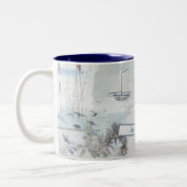 Tweede zeegezicht collage tweekleurige koffiemok (Links)