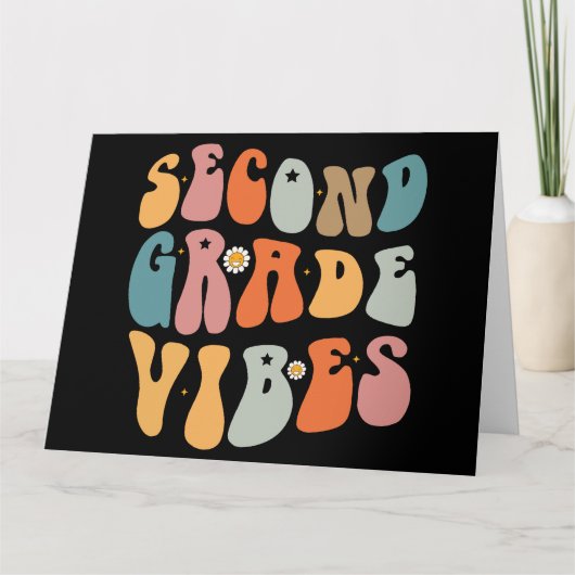 Tweedegraads vibes terug naar school Groovy School Bedankkaart (Voorkant)