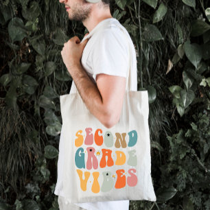 Tweedegraads vibes terug naar school Groovy School Tote Bag
