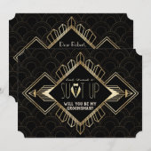 Tweedehands 20s Goud Zwart Art Deco Wees Mijn Brui Kaart (Voorkant / Achterkant)