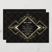 Tweedehands 20s Goud Zwart Great Gatsby Bruiloftsf Kaart (Voorkant / Achterkant)