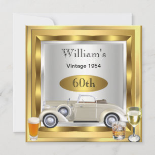 Tweedehands Auto Heren 60e Verjaardagsfeest Goud Z Kaart