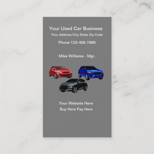 Tweedehands autodealer Eenvoudige Verticale Automo Visitekaartje (Voorkant)