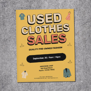 Tweedehands kleding in vintage stijl verkopen flyer