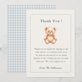 Tweedehands teddybeer Baby Boy babyfeestje Bedankkaart