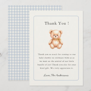 Tweedehands teddybeer Baby Boy babyfeestje Bedankkaart