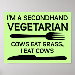 Tweedehands Vegetarisch Grappige Poster Bord