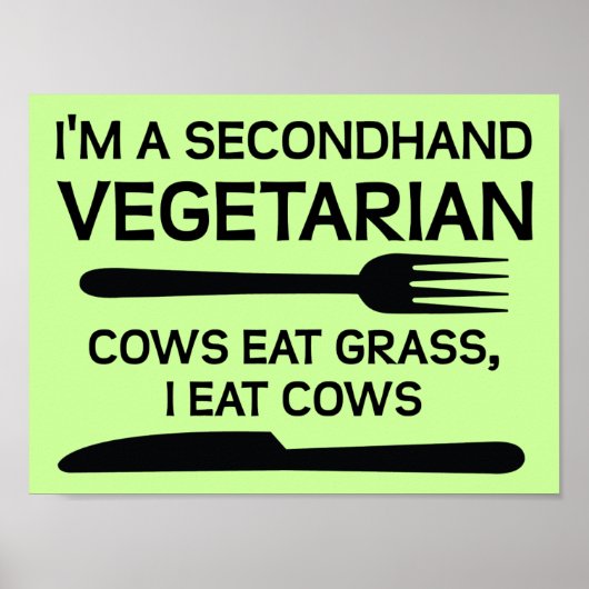Tweedehands Vegetarisch Grappige Poster Bord (Voorkant)