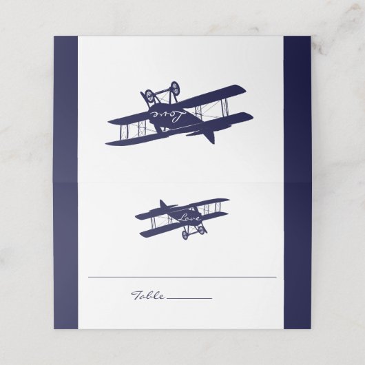  tweedekker donker marineblauw bruiloft plaatskaartje (Buitenkant ongevouwen)