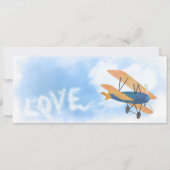 Tweedekker LIEFDE en Hart Cloud Vliegtuig Wedding Save The Date (Voorkant)