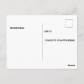 Tweedekker vliegt over 'happy birthday'-spandoek briefkaart (Achterkant)