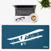 Tweedekker Vliegtuig Eenvoudige Luchtvaart Custom Bureaumat